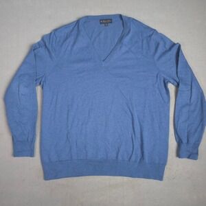 Brooks Brothers Supima Cotton V Neck Sweater Men's XXL Blue Long Sleeve